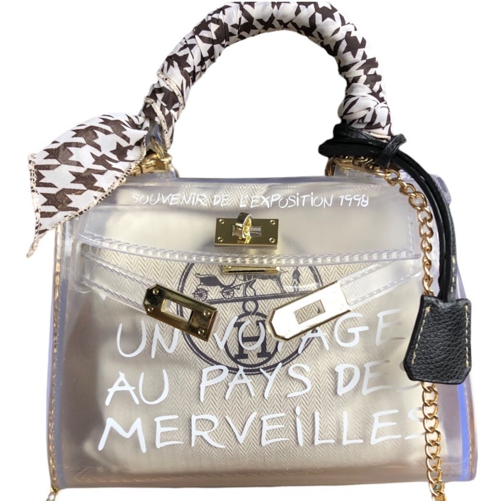 Authentic Hermes Dust bag inside purse crossbody chain lock & key. Kelly Jelly